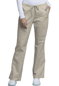 Cherokee Workwear Mid Rise Drawstring Cargo Pant Khaki (4044-KAKW)