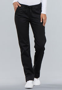 Cherokee Workwear Mid Rise Slim Straight Drawstring Pant Black (4203-BLKW)