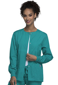 Cherokee Workwear Snap Front Warm-Up Jacket Teal Blue (4350-TLBW)