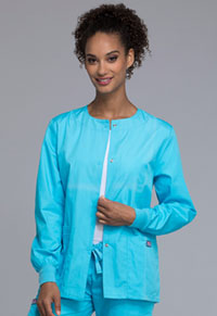 Cherokee Workwear Snap Front Warm-Up Jacket Turquoise (4350-TRQW)