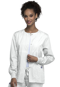 Cherokee Workwear Snap Front Warm-Up Jacket White (4350-WHTW)