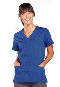 Cherokee Workwear Snap Front V-Neck Top Royal (4770-ROYW)