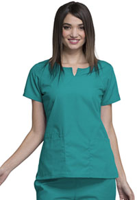 Cherokee Workwear Round Neck Top Teal Blue (4824-TLBW)