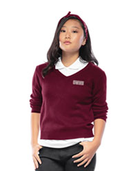 Classroom Uniforms Youth Unisex Long Sleeve V-neck Sweater Burgundy (56702-BUR)