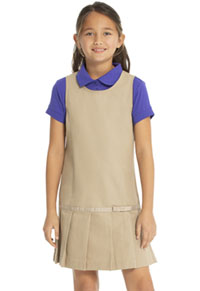 Real School Uniforms Drop Waist Jumper w/Ribbon Bow Khaki (64232-RKAK)
