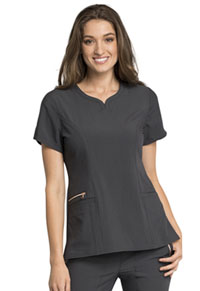 Cherokee Ribbed V-Neck Top Pewter (CK695-PWT)