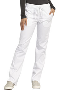 Cherokee Workwear Mid Rise Straight Leg Drawstring Pant White (WW005-WHT)