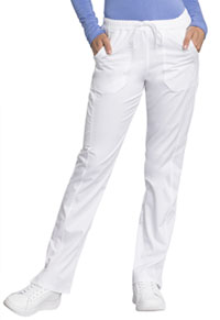 Cherokee Workwear Mid Rise Straight Leg Drawstring Pant White (WW235AB-WHT)