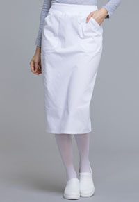 Cherokee Workwear 30 Knit Waistband Skirt White (WW510-WHT)