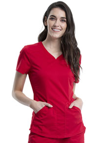 Cherokee Workwear V-Neck Top Red (WW601-RED)
