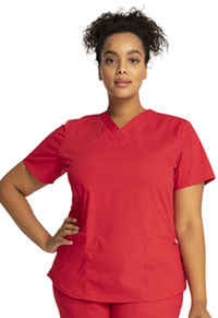 Cherokee Workwear V-Neck Top Red (WW665-RED)