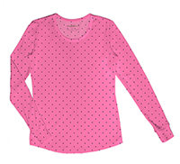 Heartsoul Long Sleeve Underscrub Knit Tee Let's Polka Dot Pink Party (20801-LEPI)