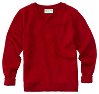 Classroom Youth Unisex Long Sleeve V-neck Sweater (56702-RED) (56702-RED)