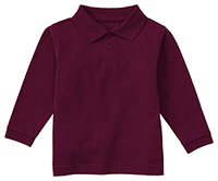 Classroom Uniforms Adult Unisex Long Sleeve Pique Polo Burgundy (58354-BUR)