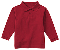 Classroom Uniforms Adult Unisex Long Sleeve Pique Polo Red (58354-RED)