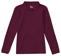 Classroom Uniforms Girls Long Sleeve Fitted Interlock Polo Burgundy (58542-BUR)