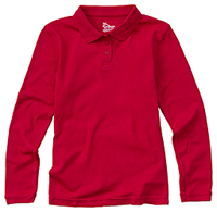 Classroom Uniforms Girls Long Sleeve Fitted Interlock Polo Red (58542-RED)