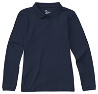 Classroom Uniforms Junior Long Sleeve Fitted Interlock Polo Dark Navy (58544-DNVY)