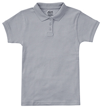 Classroom Uniforms Girls Short Sleeve Fitted Interlock Polo Heather Gray (CR858Y-HGRY)