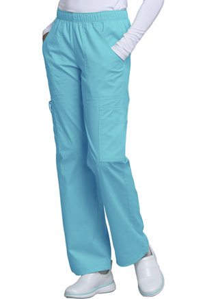 Cherokee Workwear Mid Rise Pull-On Cargo Pant Turquoise (4005-TRQW)