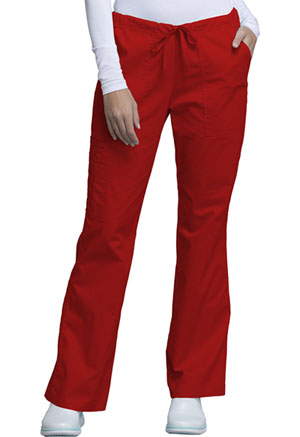 Cherokee Workwear Mid Rise Drawstring Cargo Pant Red (4044-REDW)