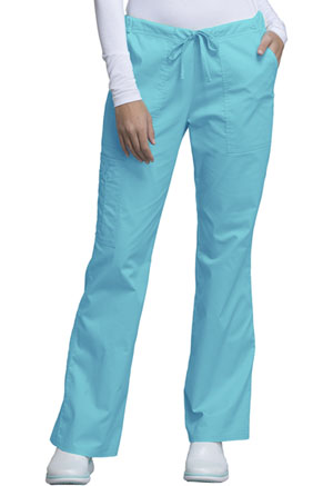Cherokee Workwear Mid Rise Drawstring Cargo Pant Turquoise (4044-TRQW)