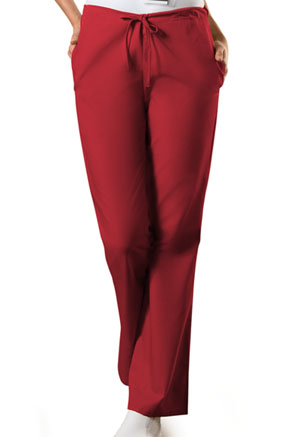 Cherokee Workwear Natural Rise Flare Leg Drawstring Pant Red (4101-REDW)