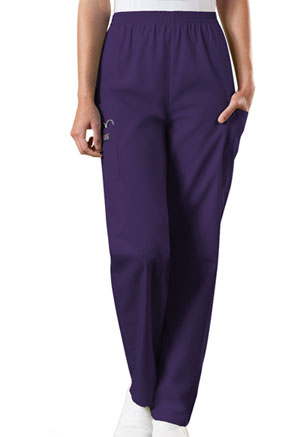 Cherokee Workwear Natural Rise Tapered Pull-On Cargo Pant Eggplant (4200-EGGW)