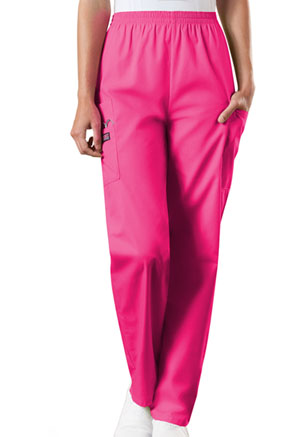 Cherokee Workwear Natural Rise Tapered Pull-On Cargo Pant Shocking Pink (4200-SHPW)