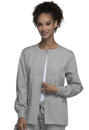 Cherokee Workwear Snap Front Warm-Up Jacket Grey (4350-GRYW)