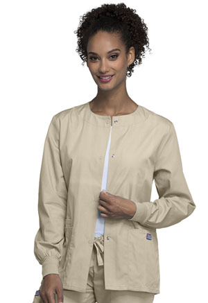 Cherokee Workwear Snap Front Warm-Up Jacket Khaki (4350-KAKW)