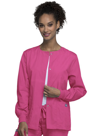 Cherokee Workwear Snap Front Warm-Up Jacket Shocking Pink (4350-SHPW)