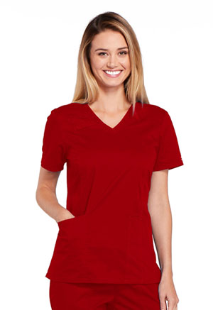Cherokee Workwear V-Neck Top Red (4710-REDW)