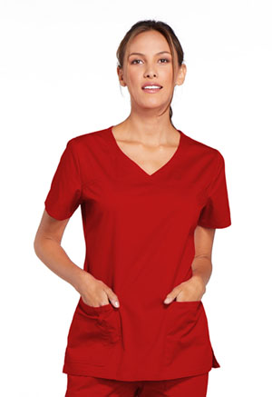 Cherokee Workwear V-Neck Top Red (4727-REDW)
