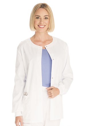 ScrubStar Women's Twill Snap Front Jacket White (90030-WMWM)