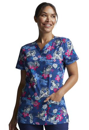 Dickies Women's Print Scrub Top DK700 PYKY V-Neck Medical Uniform Sizes XS 3XL