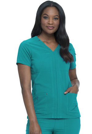 Dickies Advance Solid Tonal Twist V-Neck Top in
Teal Blue (DK760-TLB)