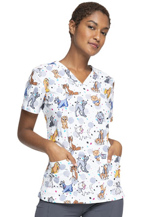 Tooniforms V-Neck Print Top Cats And Dogs (TF738-LACD)