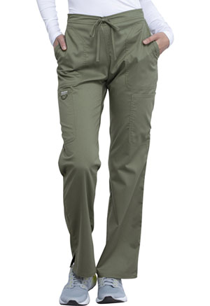 Cherokee Workwear Mid Rise Moderate Flare Drawstring Pant Olive (WW120-OLV)