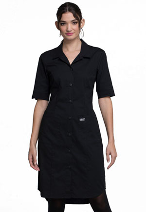 Cherokee Workwear Button Front Dress Black (WW500-BLK)