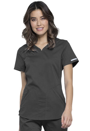 Cherokee Workwear V-Neck Top Pewter (WW601-PWT)