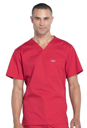 Workwear WW Professionals Men's Tuckable V-Neck Top (WW675-RED) (WW675-RED)