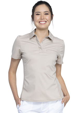 Cherokee Workwear Tuckable Snap Front Polo Shirt Khaki (WW698-KAK)