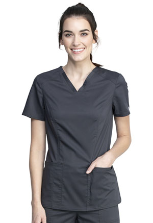 Cherokee Workwear V-Neck Top Pewter (WW741AB-PWT)