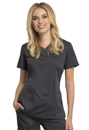 Cherokee Workwear V-Neck Top Pewter (WW770AB-PWT)