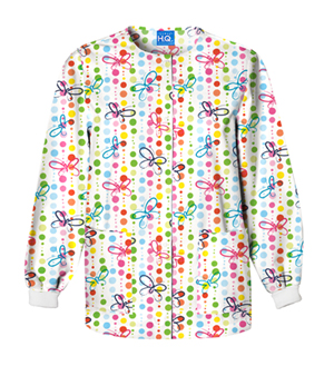Scrub HQ Snap Front Warm-Up Jacket Butterfly Dots (4350-BUDO)