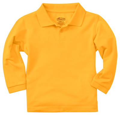 Classroom Child Unisex Youth Unisex Long Sleeve Pique Polo Yellow