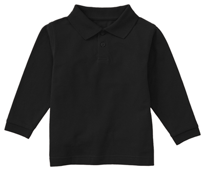 Classroom Child Unisex Youth Unisex Long Sleeve Pique Polo Black