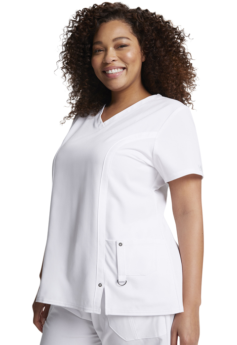 Dickies Xtreme Stretch V-Neck Top in White