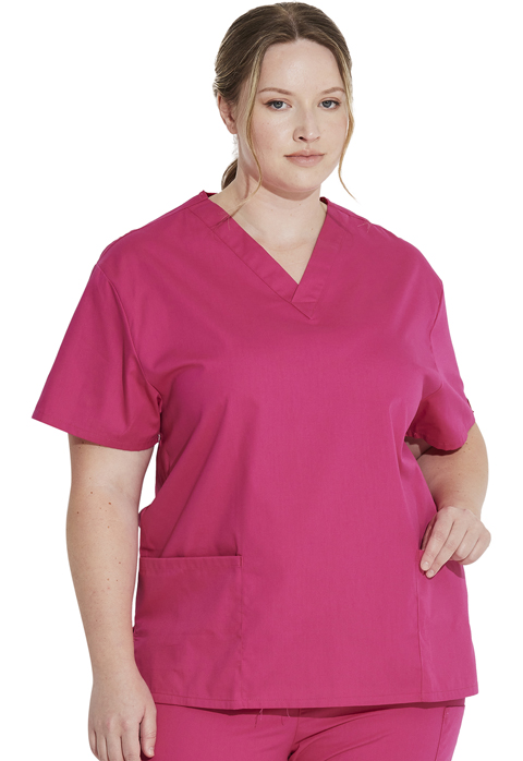 Dickies EDS Signature V-Neck Top in Hot Pink
